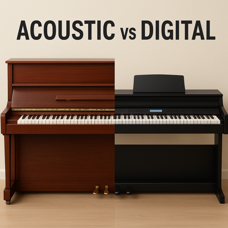Featured image for Acoustic vs. Digital Piano The Real Difference for Beginners 2026